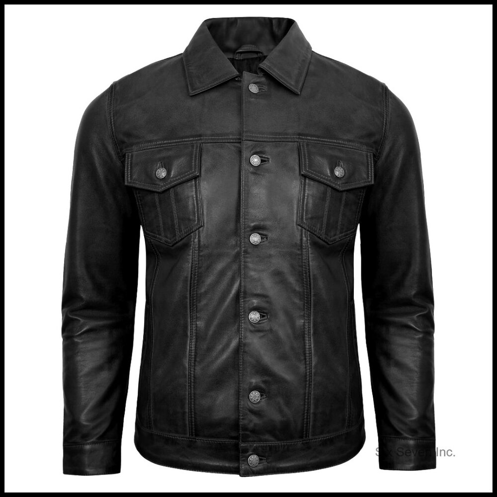 Real Lambskin Leather Jacket Men's Cafe Racer Style